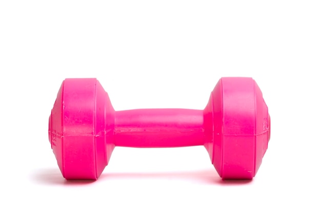 pink dumbbells isolated on white background