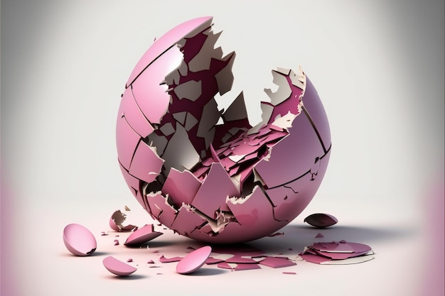 Pink easter egg cracked creative digital illustration painting