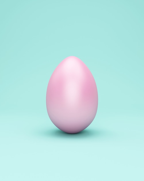 Pink easter egg on turquoise  wall