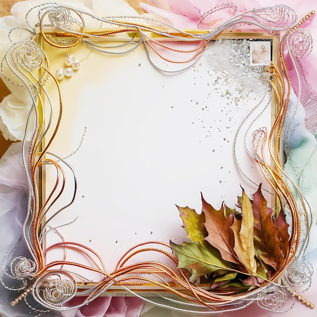 A pink edge with gold blossoms and a gold casing with an image of a mirror