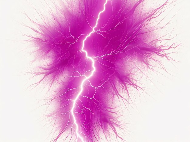 Photo pink electricity energy lightning on black background