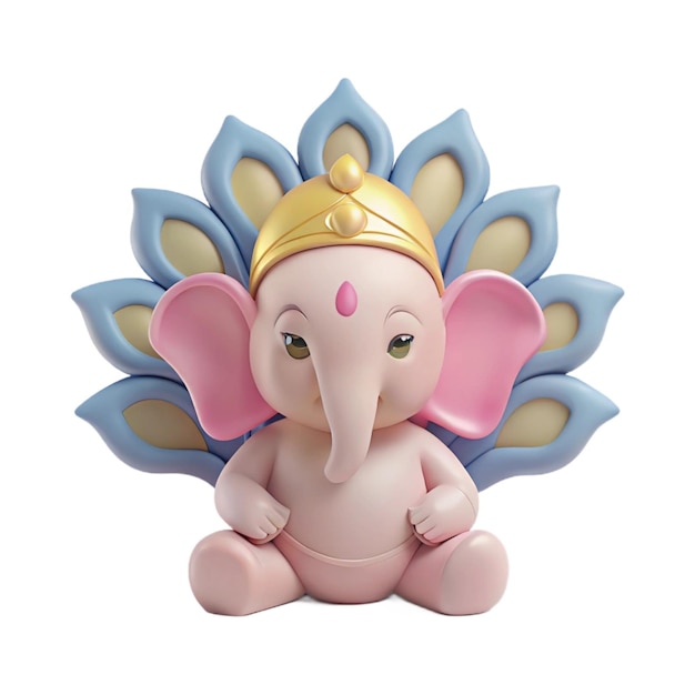 a pink elephant with a crown on its head