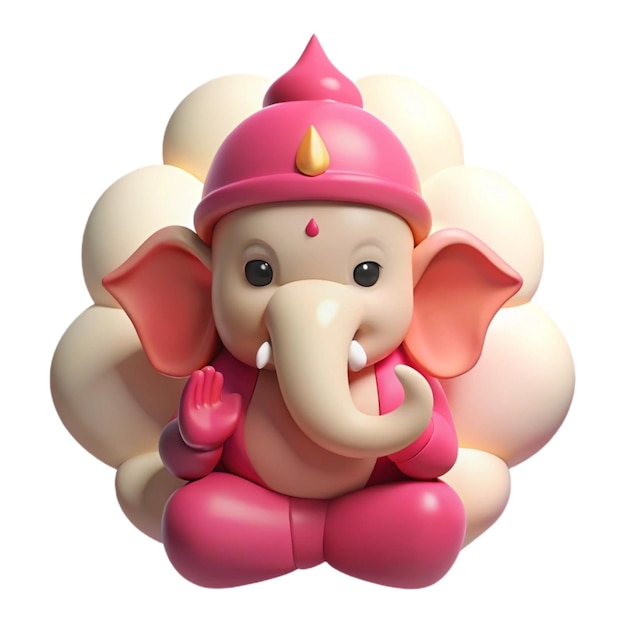 Photo a pink elephant with a pink hat and pink tusks