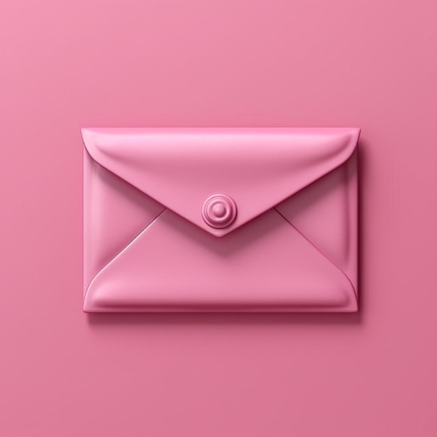 Pink envelope with button on pink background generative ai