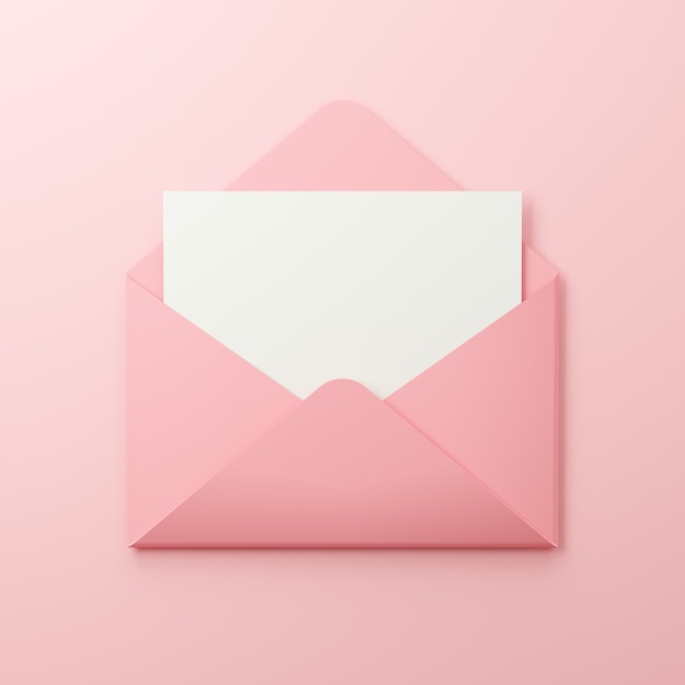 Pink envelope with empty paper sheet