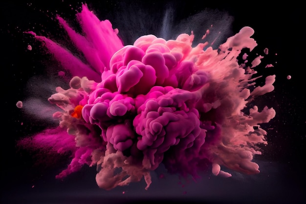 Pink explosion on a black backgroundgenerative ai