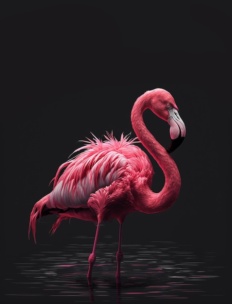 Pink flamingo beautiful portrait Generative AI