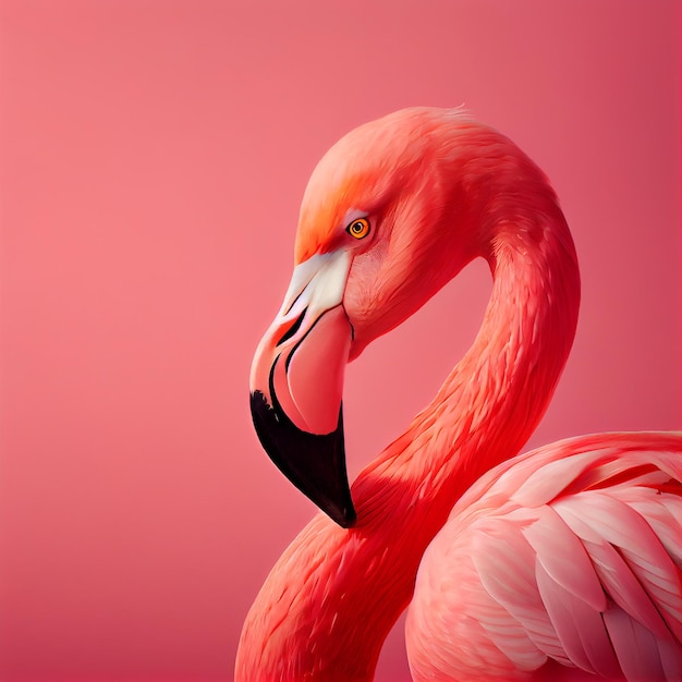 Pink flamingo close up portrait Generative AI