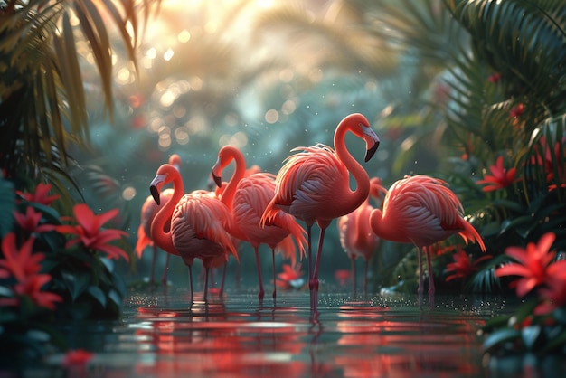 A pink flamingo creative concept art photo