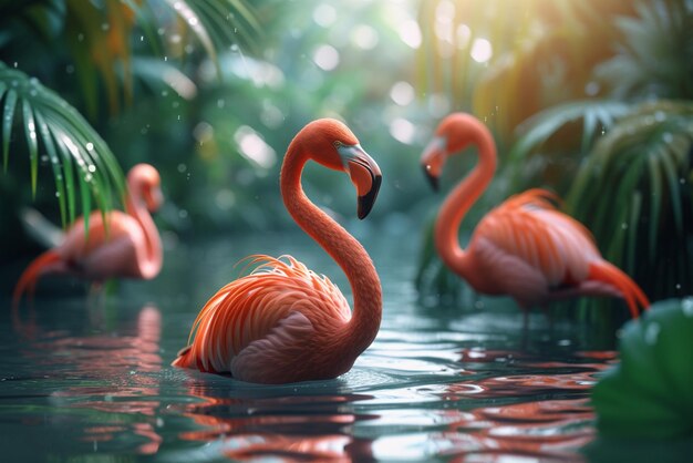 A pink flamingo creative concept art photo