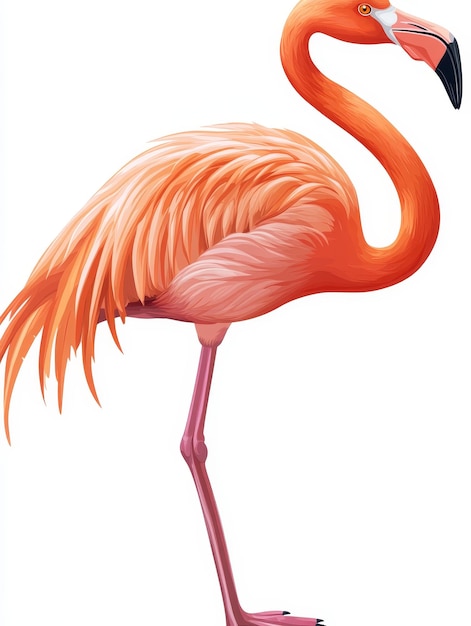 Pink Flamingo Standing Gracefully on One Leg