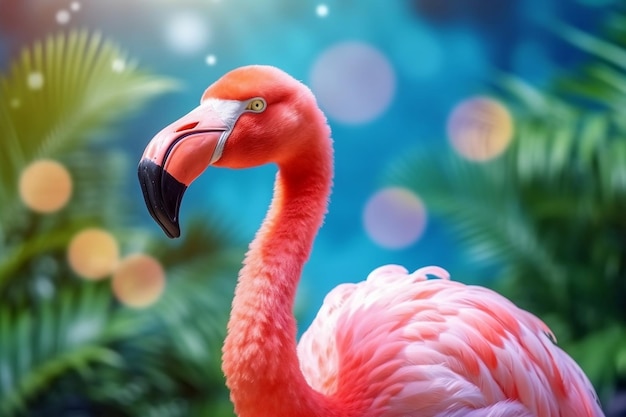 A pink flamingo wearing sunglasses for the summer Generative Ai