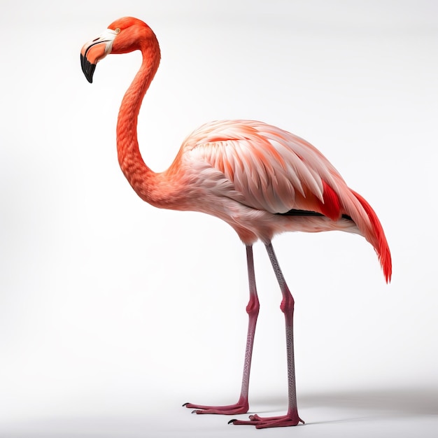 a pink flamingo with a black beak and red beak