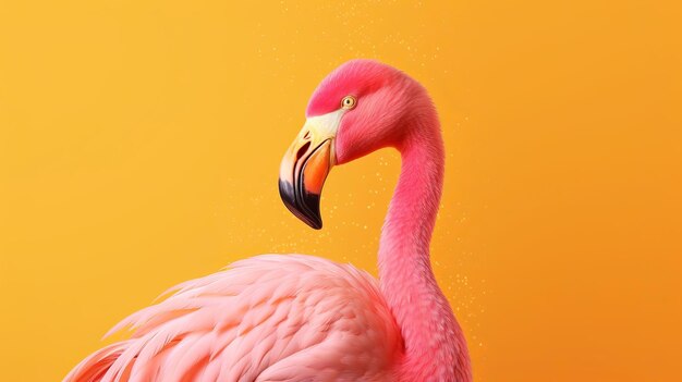 Pink flamingo in yellow foundation AI Generated