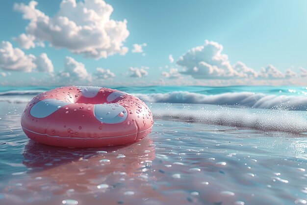 Photo a pink float in the water with a heart on it