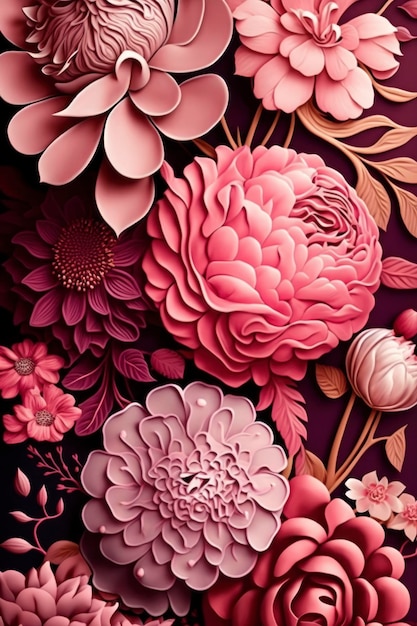 Pink floral art background