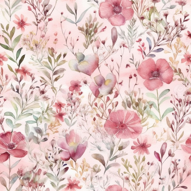 A pink floral pattern with flowers.