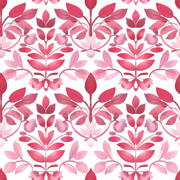 a pink floral pattern with pink flowers and leaves