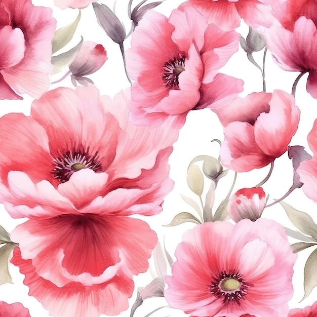 A pink floral pattern with a white background.