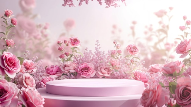 Pink Floral Podium with Delicate Blooms