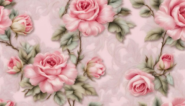 a pink floral wallpaper with pink roses