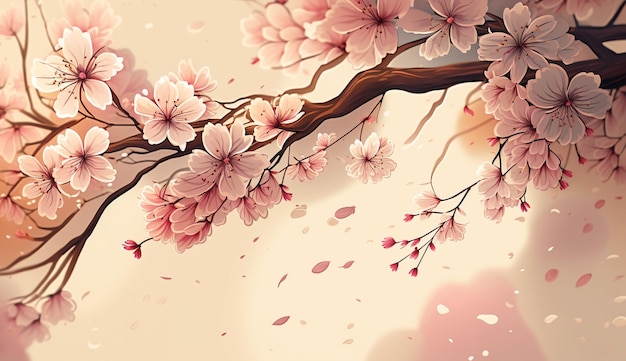 A pink flower background with a chinese style background