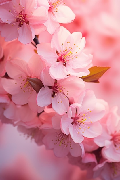 Pink flower branch with pink blossoms