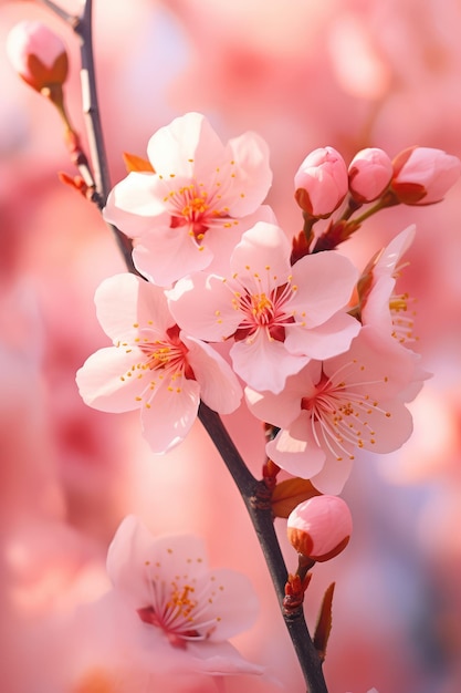 Pink flower branch with pink blossoms