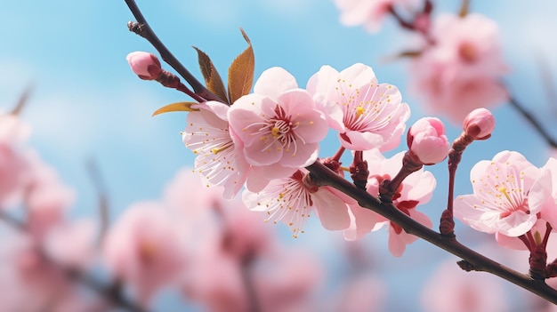 Pink flower branch with pink blossoms