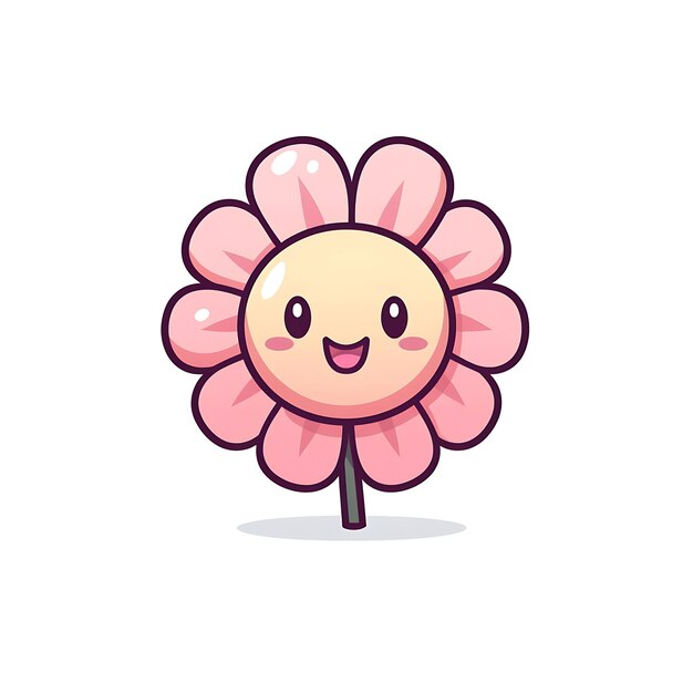 Photo pink flower character illustration with smiling face