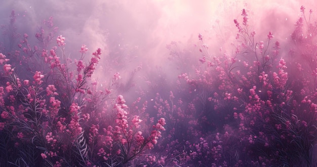 Photo pink flower field dreamy landscape