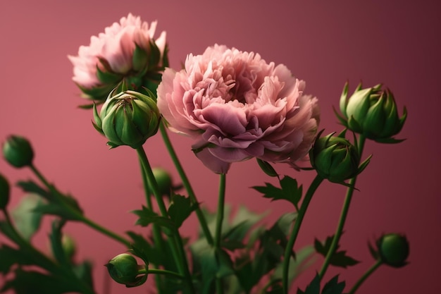 A pink flower is in front of a pink background.