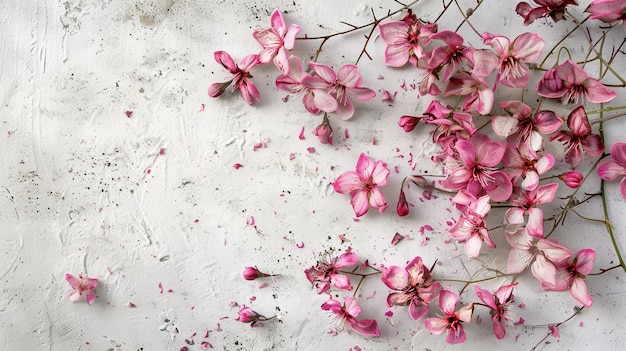 Photo a pink flower is laying on a white surface with a pink flower