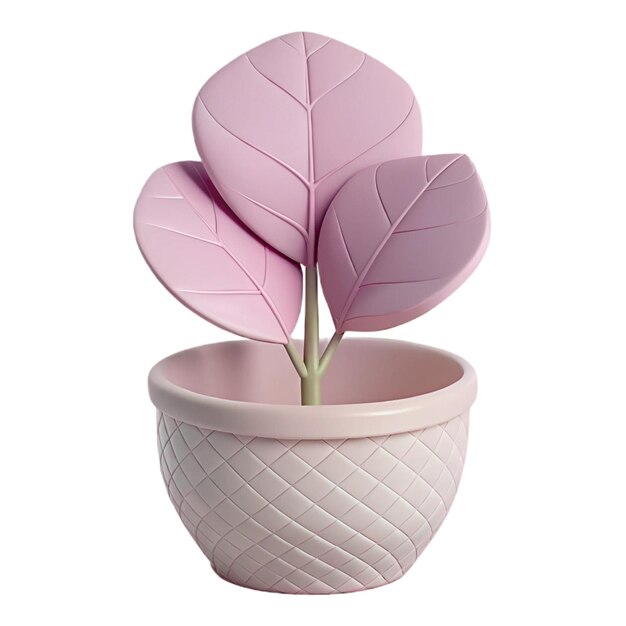 Photo a pink flower pot with a leaf shaped plant in it