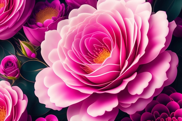 A pink flower wallpaper with a pink flower background