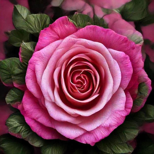 Photo a pink flower with a green leaf on it