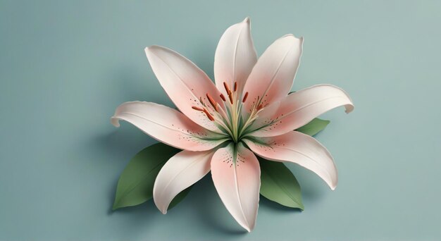 Photo a pink flower with green leaves and a green stem