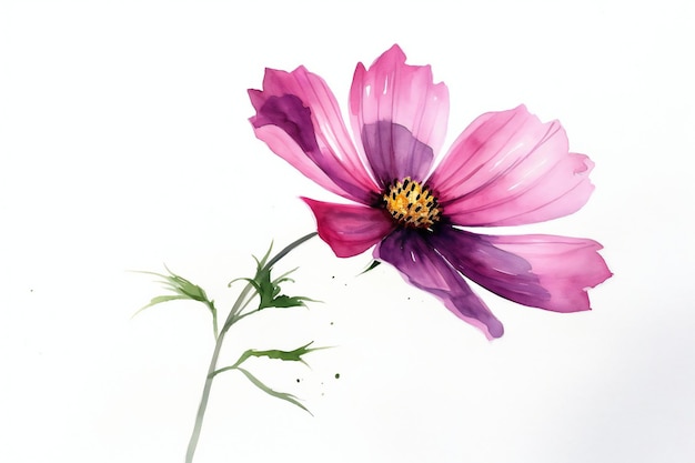 A pink flower with a green stem