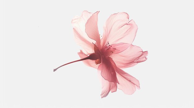 Photo a pink flower with a long stem on white background