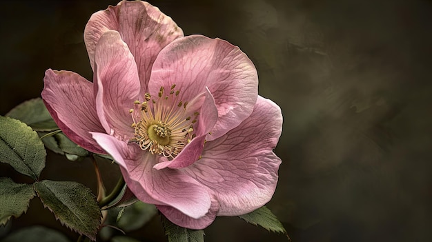 a pink flower with the number 3 on it