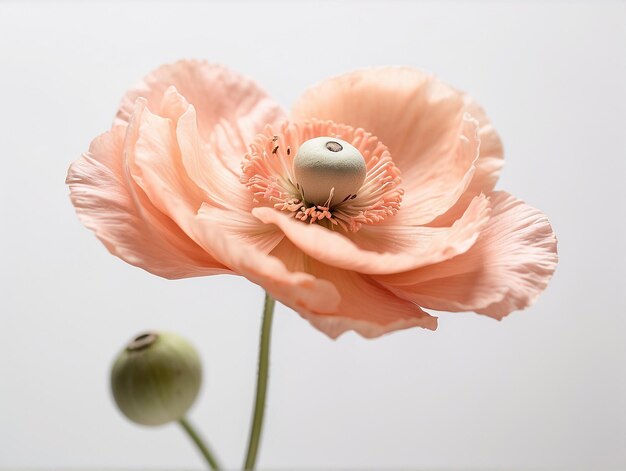 Photo a pink flower with a pearl on the top