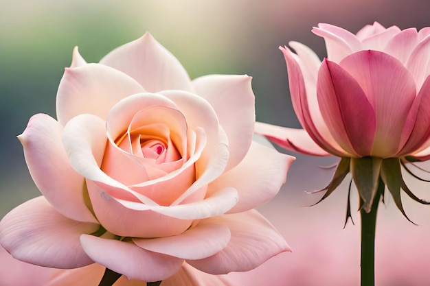 A pink flower with a pink flower in the background