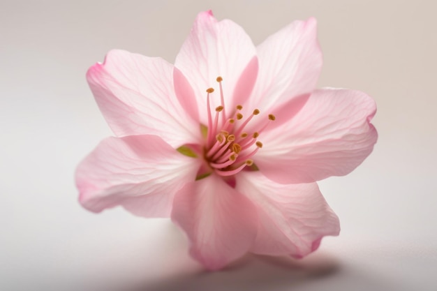 A pink flower with a white background