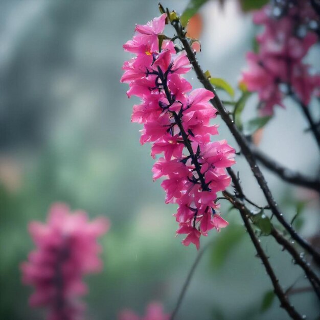 a pink flower with the word  bud  on it