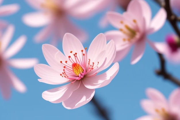 Photo a pink flower with the word cherry on it