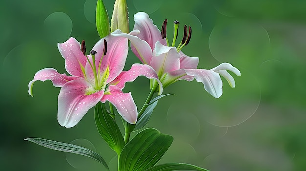 a pink flower with the word  lily  on it