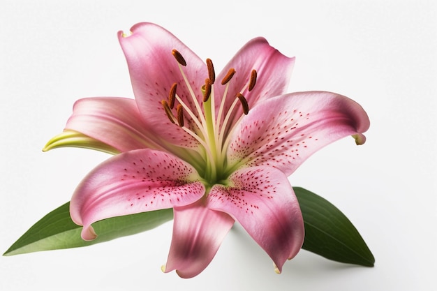 A pink flower with the word lily on it