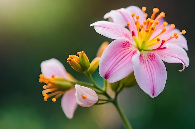 A pink flower with the word love on it