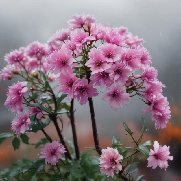 a pink flower with the word  spring  on it