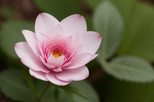 a pink flower with a yellow center and the word  st  on it